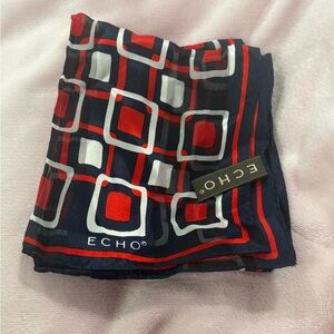 ECHO Vintage Silk Scarf ~ Red White Blue
